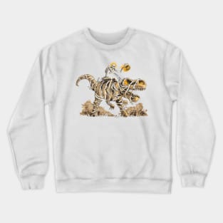 Skeleton riding mummy dinosaur Crewneck Sweatshirt